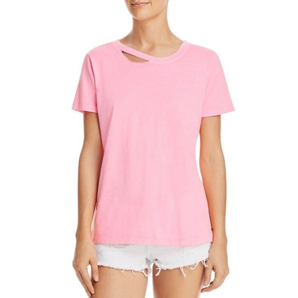 n:Philanthropy Tee Shirt Pink Distressed Crew-Neck Size M